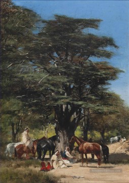  arbre - Se reposer sous un arbre Victor Huguet orientaliste